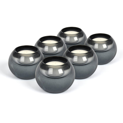 6 tealight holders with tealights Dark grey