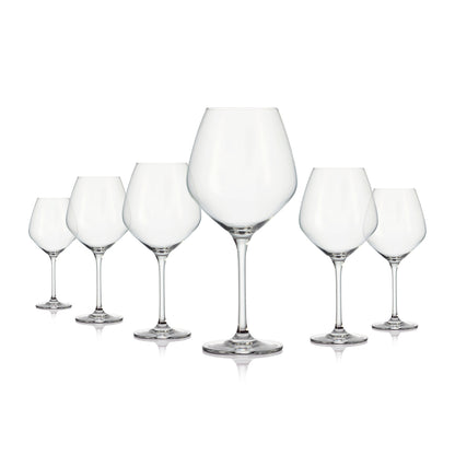 Set of 6 burgundy glasses in glass - Harmonie - Transparent