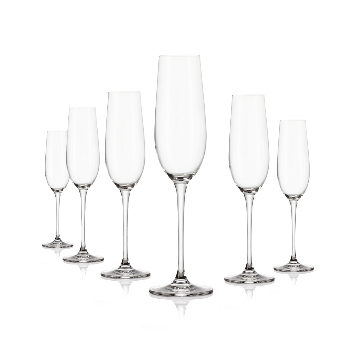 Set of 6 champagne flutes in glass - Prestige - Transparent