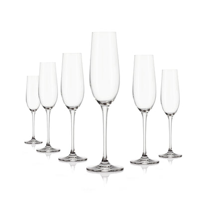 Set of 6 champagne flutes in glass - Prestige - Transparent
