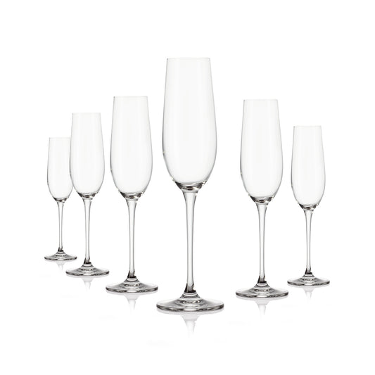 Set of 6 champagne flutes in glass - Prestige - Transparent