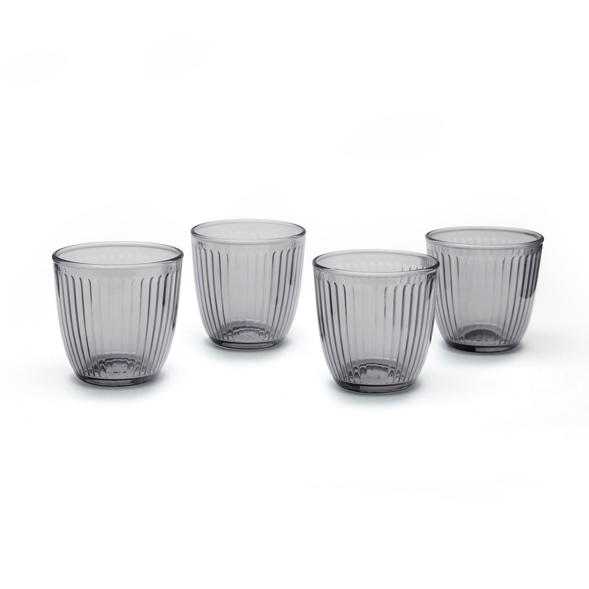 Set of 4 low tumblers in glass - Rayon - Dark grey