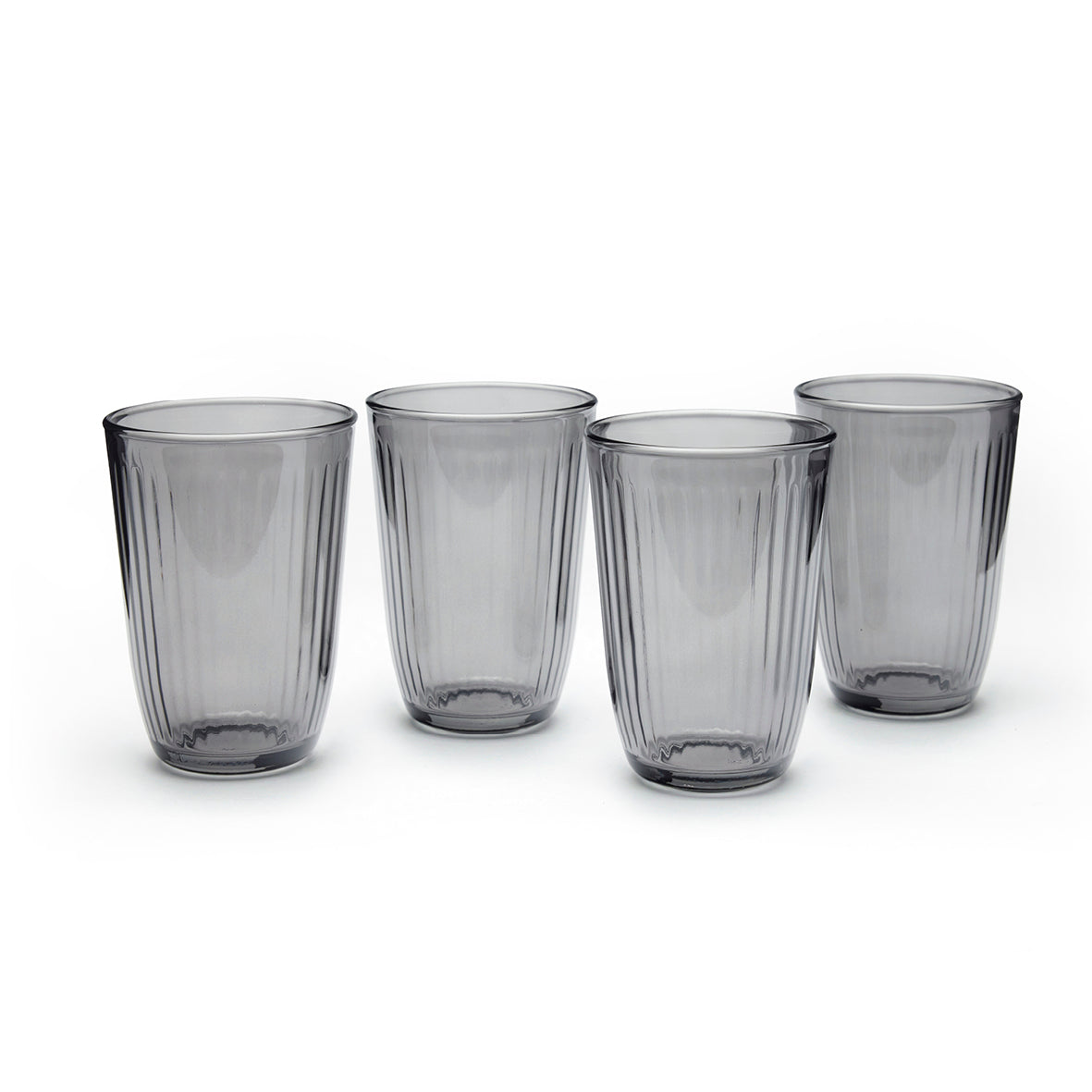 Set of 4 high tumblers in glass - Rayon - Dark grey