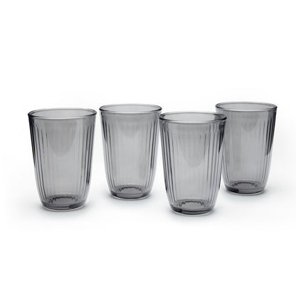Set of 4 high tumblers in glass - Rayon - Dark grey