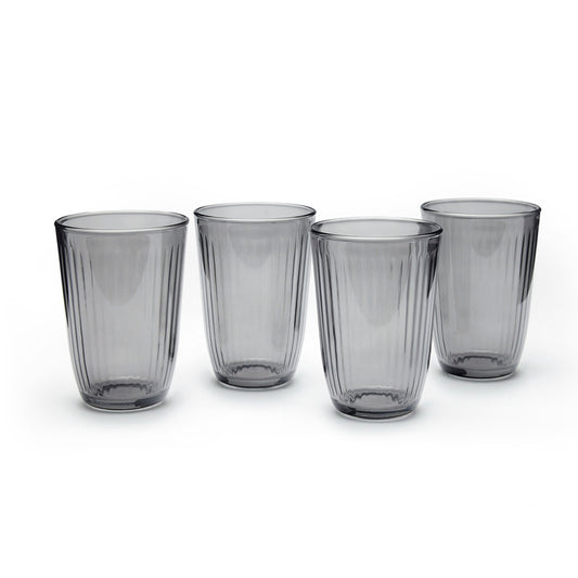 Set of 4 high tumblers in glass - Rayon - Dark grey