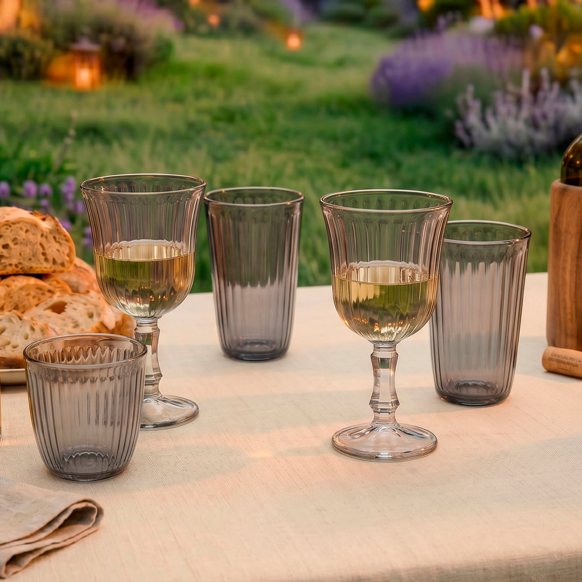 Set of 4 wineglasses in glass - Rayon - Dark grey