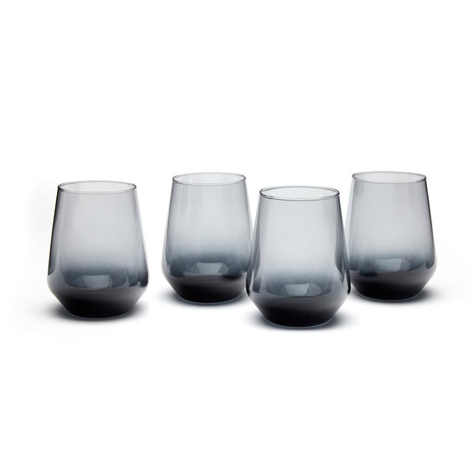 Set of 4 low tumblers in glass - Ombre - Dark grey
