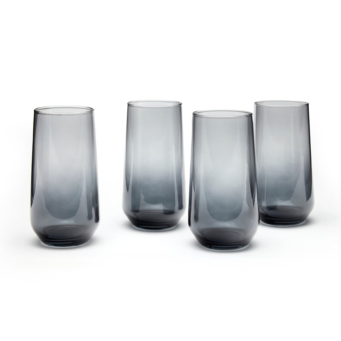 Set of 4 high tumblers in glass - Ombre - Dark grey