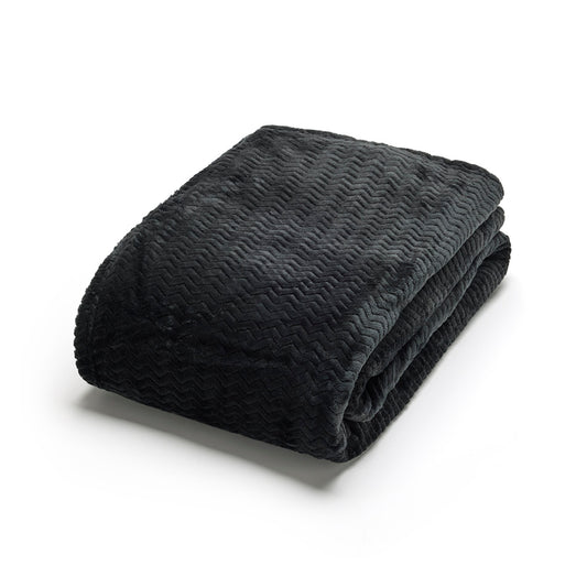 Fleece plaid - Benoît Black - 130 x 180 cm