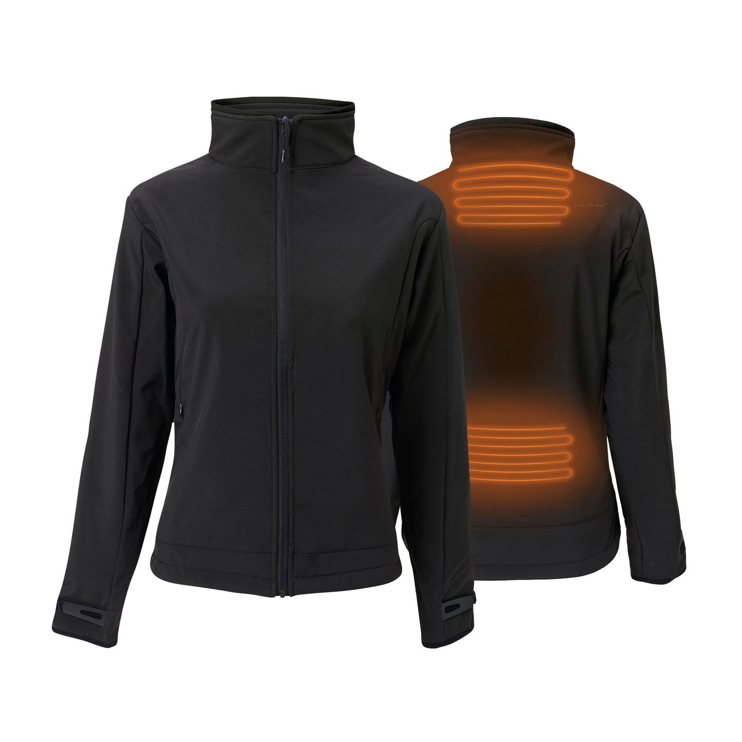 Heated softshell jacket - Slim fit for Women - With extra warm fleece lining - Super power - Black