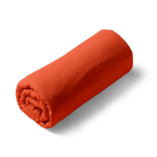 Fitted sheet cotton satin - Uni - Spicy pumpkin