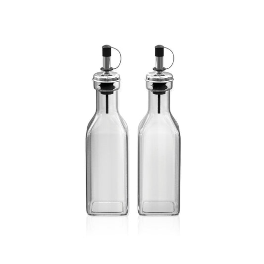 Set of 2 oil & vinegar bottles (2 x 0,16 L) - Transparent / Black