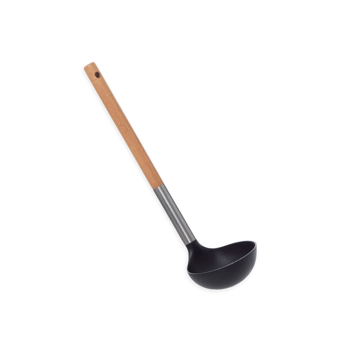 Soup ladle - Wood / Silver / Black