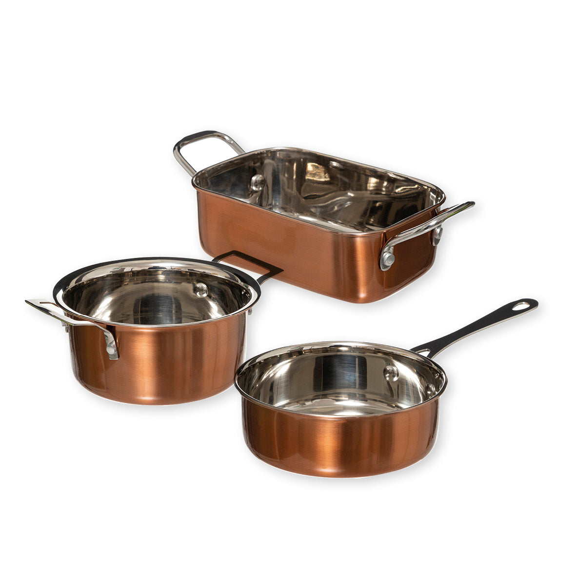 Mini ovendish + Sauce pan + Casserole (For serving only) - Copper / Silver