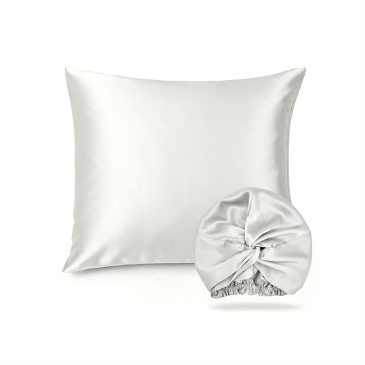 2-piece set with nightcap - 100% mulberry silk 19 momme - Brume de soie - white 63 x 63 cm + 20 x 30 cm