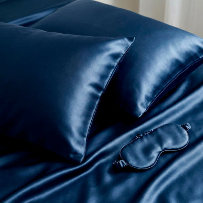 Eyemask silk - Sirena Navy blue - 8.5 x 20.5 cm