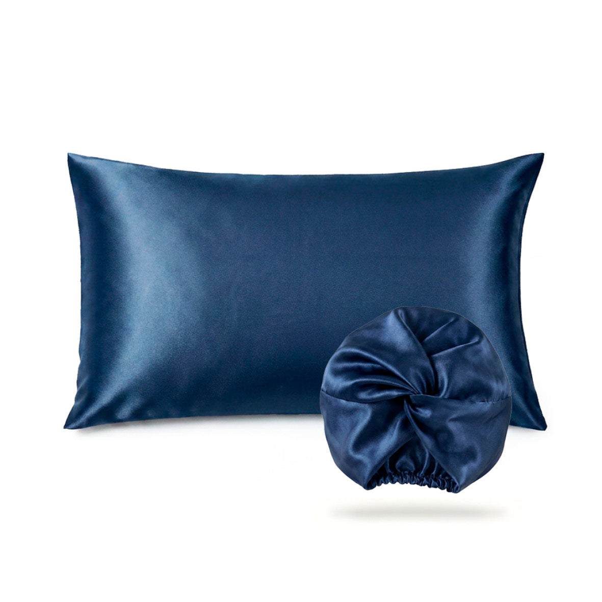 Pillowcase + nightcap silk - Brume de soie Navy blue 50 x 70 cm + 8.5 x 20.5 cm