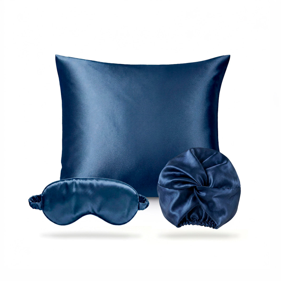 Pillowcase + eyemask + nightcap silk - Brume de soie Navy blue 63 x 63 cm + 8.5 x 20.5 cm