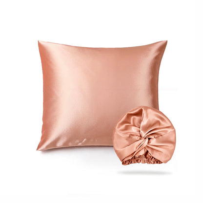 Pillowcase + nightcap silk - Brume de soie Rose gold 63 x 63 cm + 8.5 x 20.5 cm