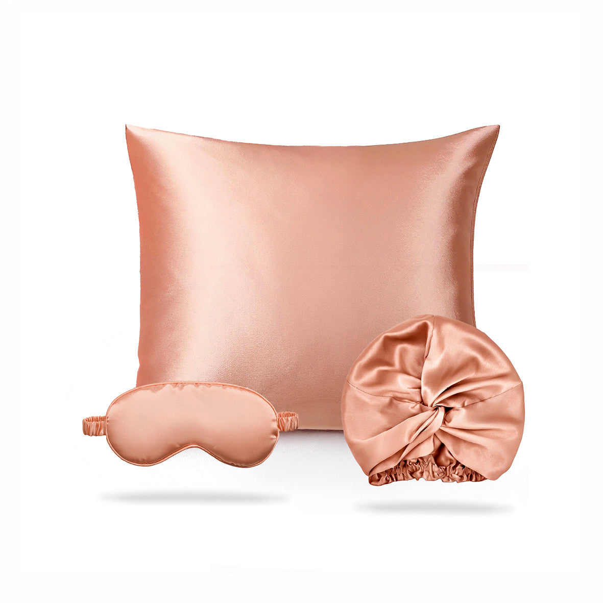 Pillowcase + eyemask + nightcap silk - Brume de soie Rose gold 63 x 63 cm + 8.5 x 20.5 cm