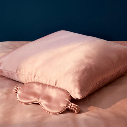 Pillowcase + eyemask + nightcap silk - Brume de soie Rose gold