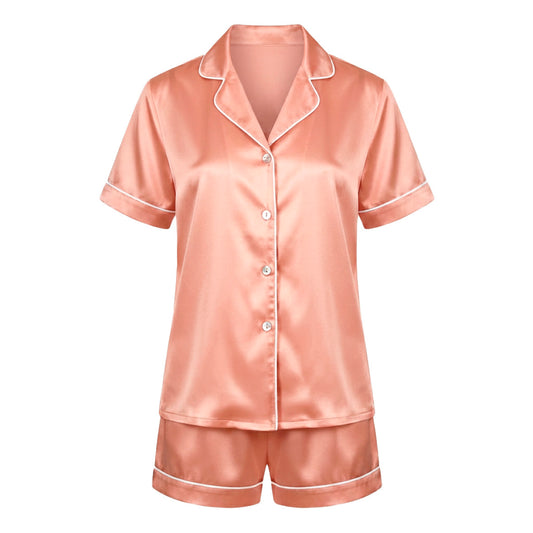 Short pajamas set silk - Calista Rose gold