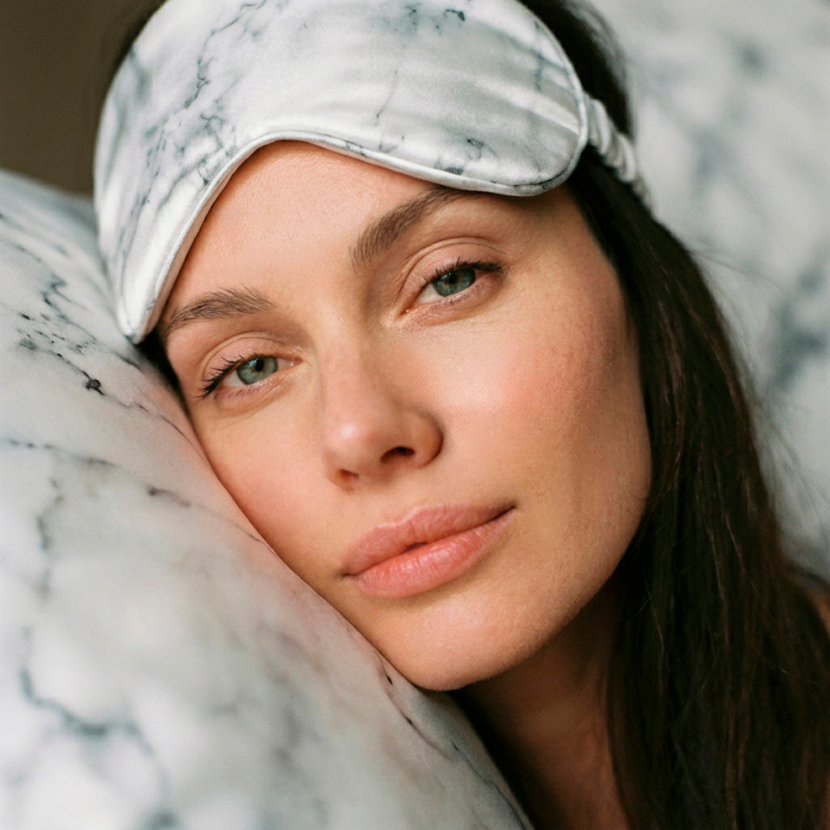 Eyemask silk - Sirena Grey marble - 8.5 x 20.5 cm