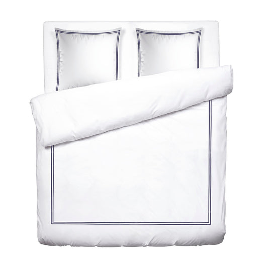 Duvet cover and pillowcase(s) set - 100% cotton sateen TC200 - Nîmes - dark blue / white