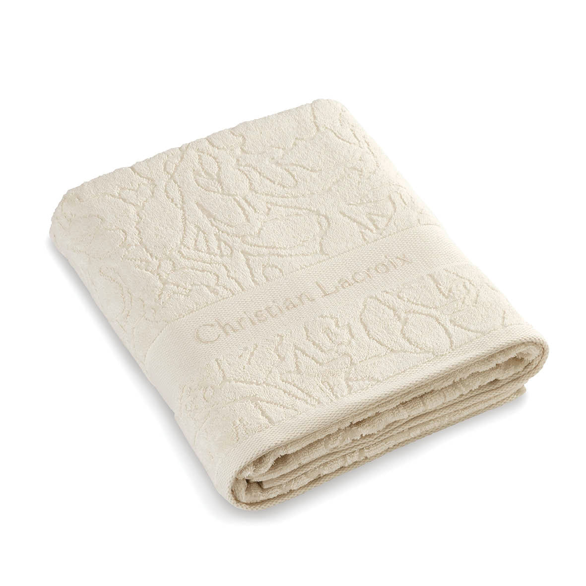 Bath towel combed cotton Jacquard - 90 x 180 cm Ivory