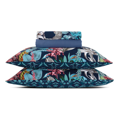 Sheet set cotton satin - Zanzibar Blue