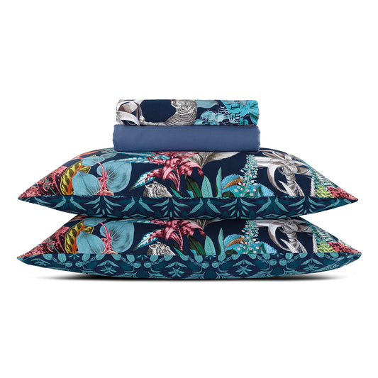 Sheet set cotton satin - Zanzibar Blue