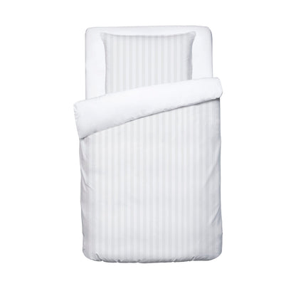 Duvet cover baby + pillowcase cotton satin Jacquard woven - Dobby Stripe White
