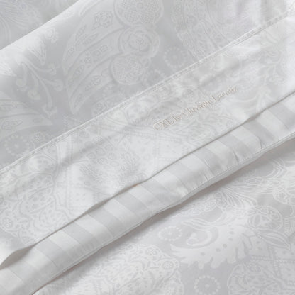 Duvet cover baby + pillowcase cotton satin Jacquard woven - Arles White