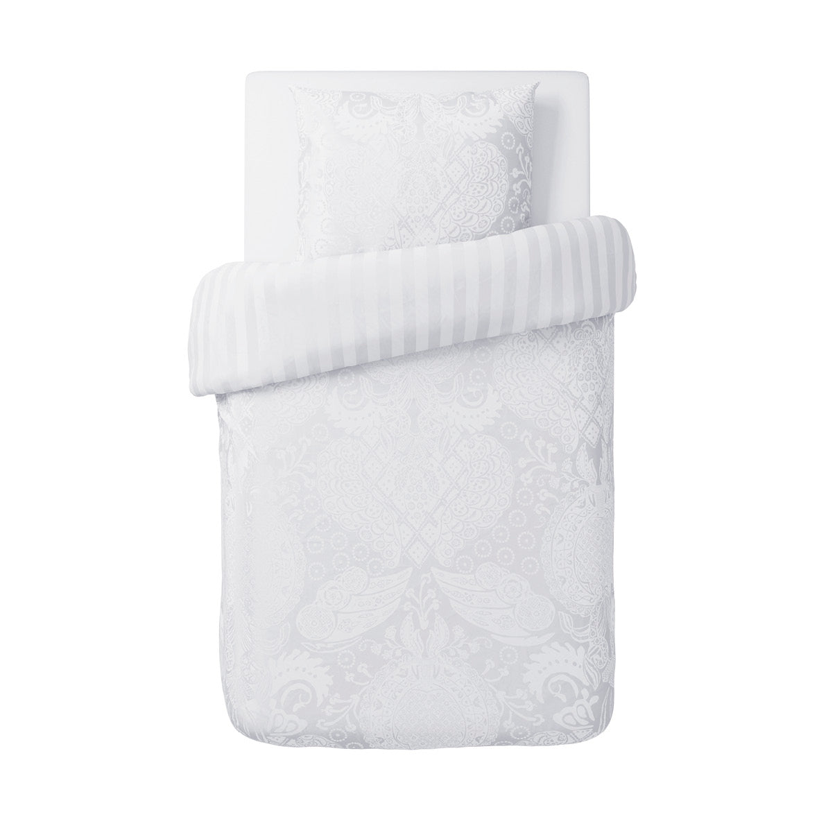 Duvet cover baby + pillowcase cotton satin Jacquard woven - Arles White