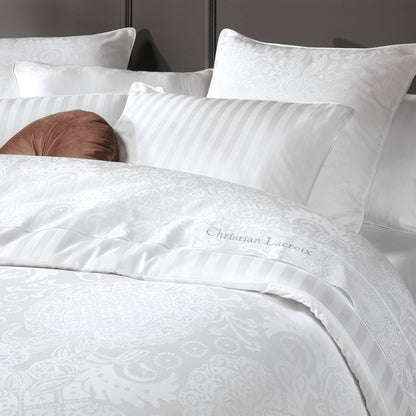 Duvet cover + pillowcase(s) cotton satin - Jacquard woven - Arles White