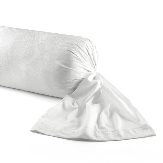 Pillowcase(s) cotton satin - Jacquard woven - Arles white 43 x 210 cm