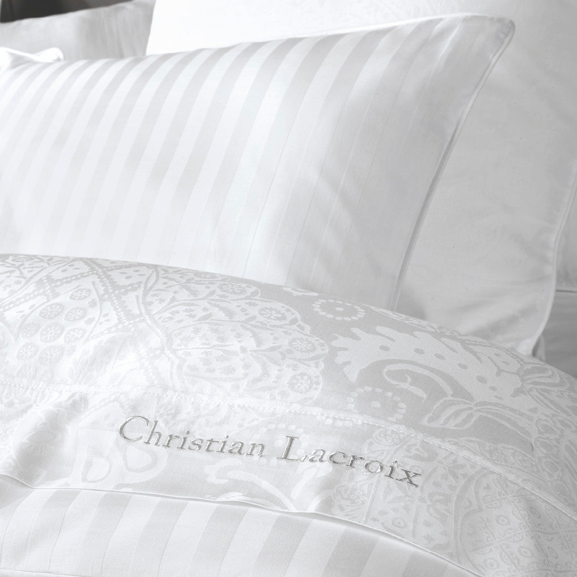Pillowcase(s) cotton satin - Jacquard woven - Arles white