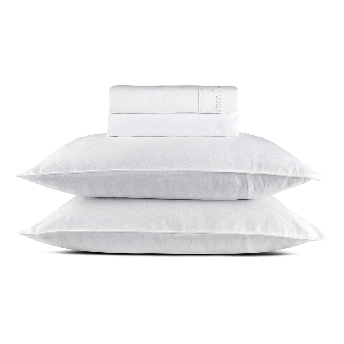 Sheet set cotton satin - Jacquard woven - Arles white 80 cm)