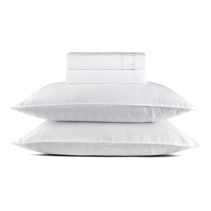 Sheet set cotton satin - Jacquard woven - Arles white 80 cm)