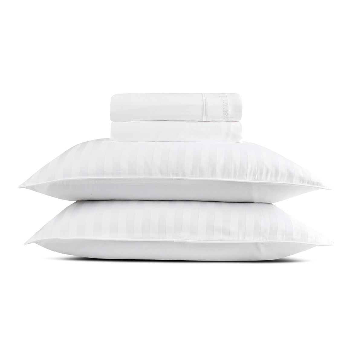Sheet set cotton satin - Jacquard woven - White 80 cm)