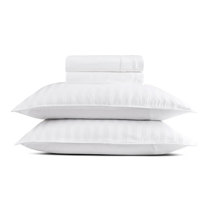 Sheet set cotton satin - Jacquard woven - White 80 cm)