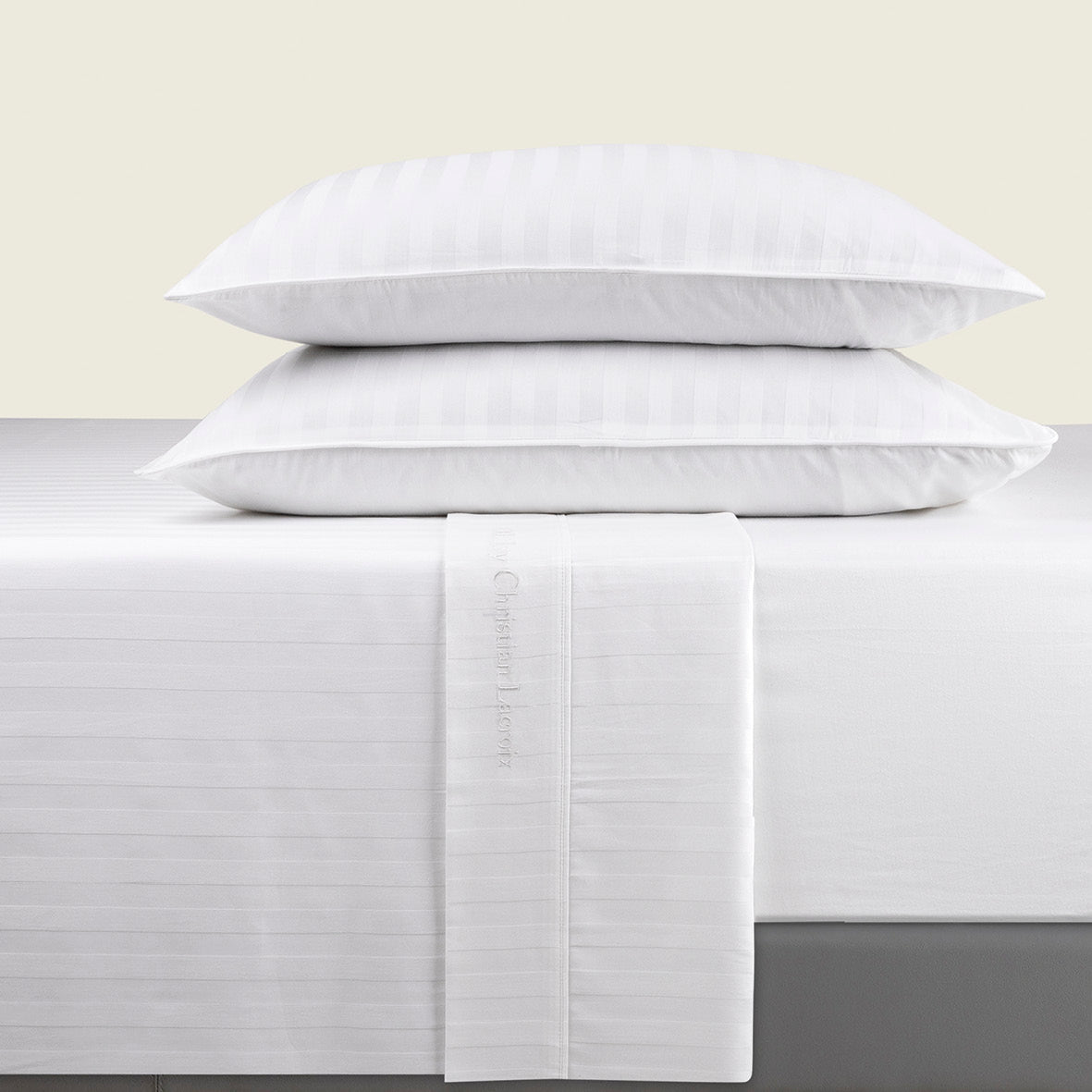 Sheet set cotton satin - Jacquard woven - White