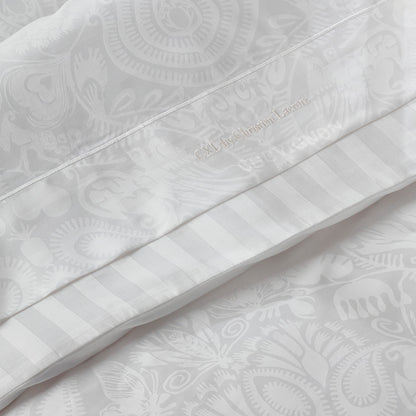 Duvet cover baby + pillowcase cotton satin Jacquard woven - Love Stories White