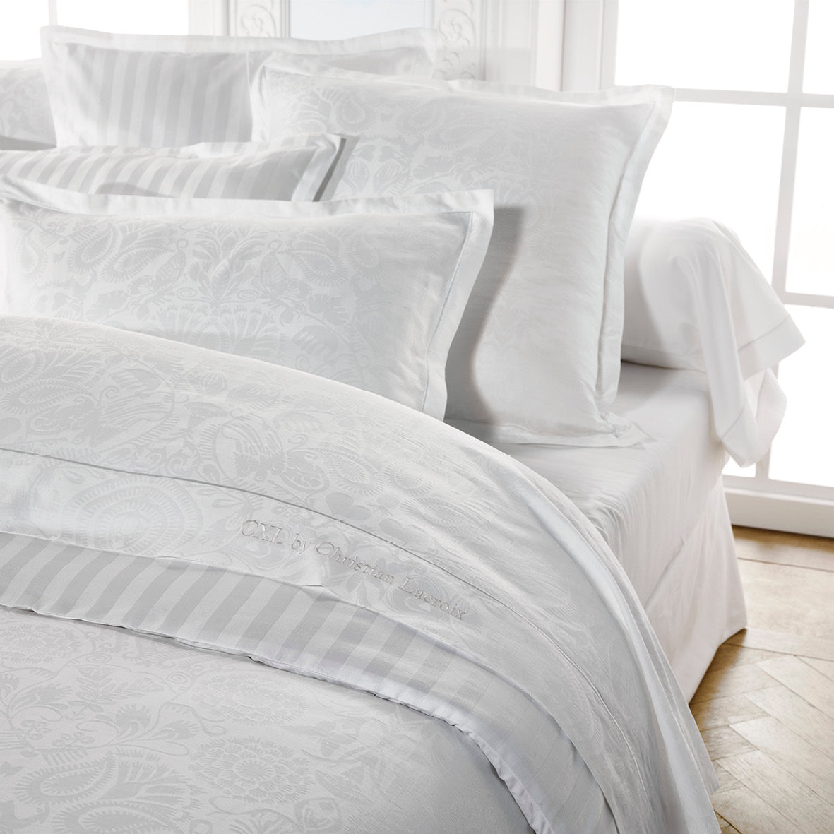 Pillowcase(s) cotton satin - Love Stories White - Jacquard woven