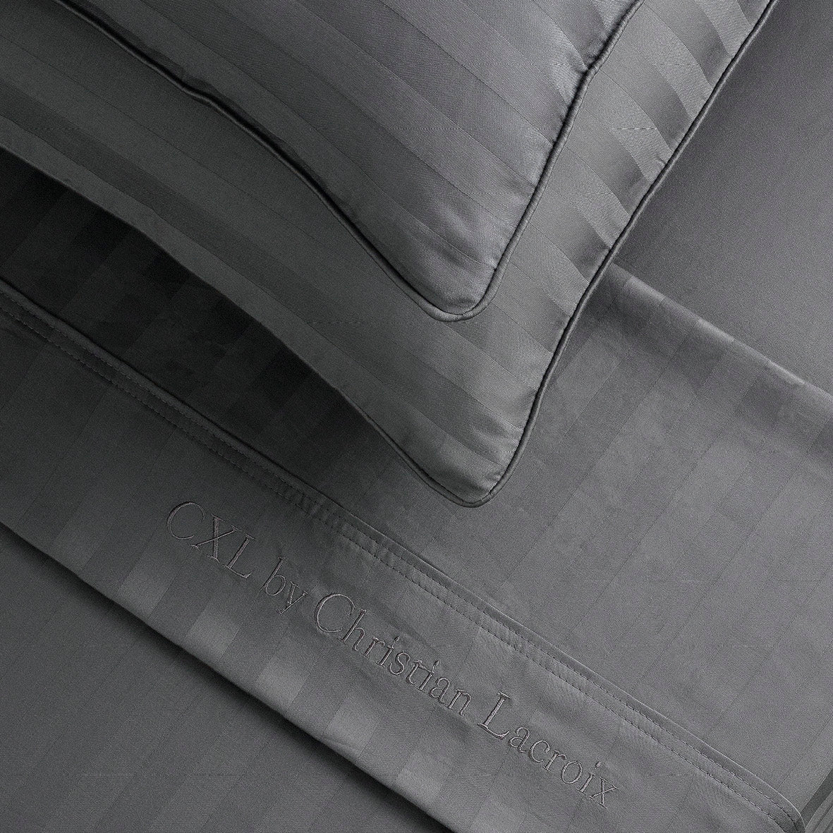 Sheet set cotton satin - dobby stripe - Dark grey