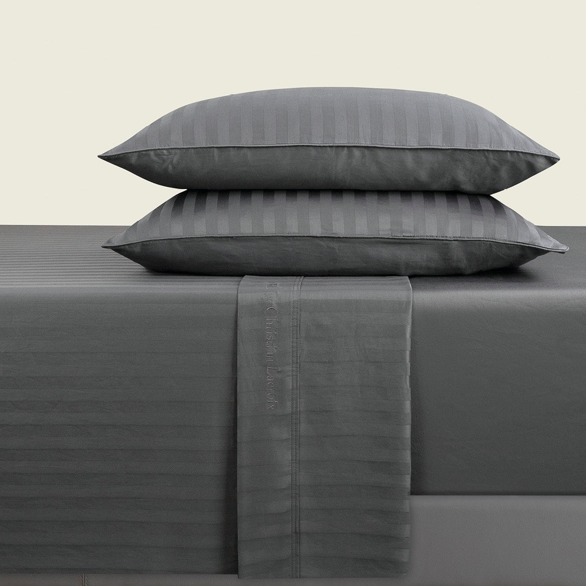 Sheet set cotton satin - dobby stripe - Dark grey