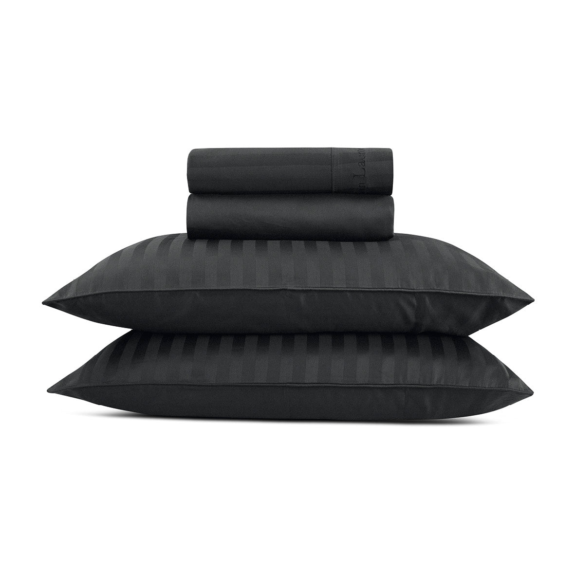 Sheet set cotton satin - dobby stripe - Black