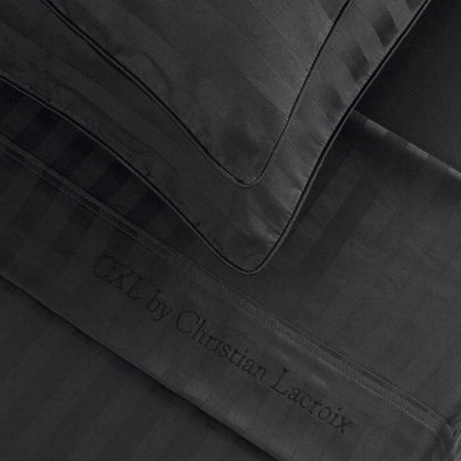 Sheet set cotton satin - dobby stripe - Black