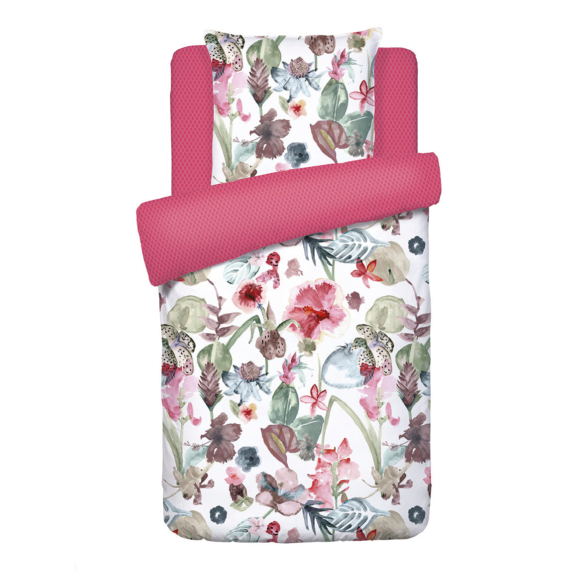 Duvet cover + pillowcase(s) cotton satin - Exotique Raspberry