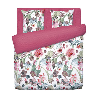Duvet cover + pillowcase(s) cotton satin - Exotique Raspberry